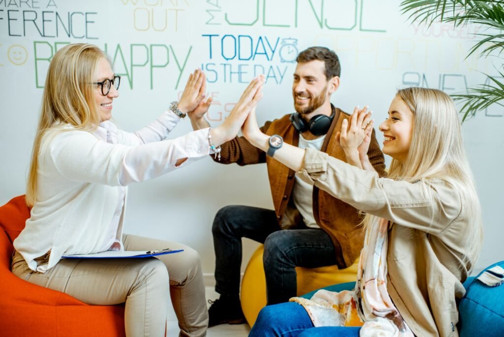 Young couple during the psychological counseling with psychologist
